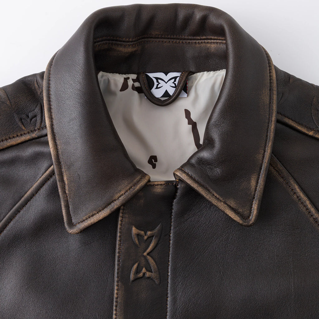Aged Leather Jacket (Brown)