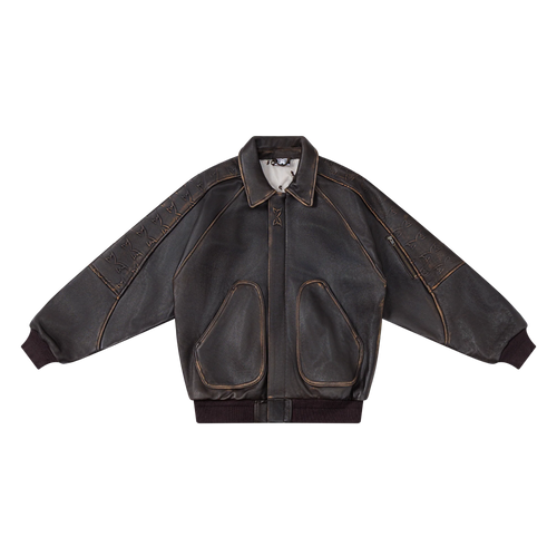 Aged Leather Jacket (Brown)